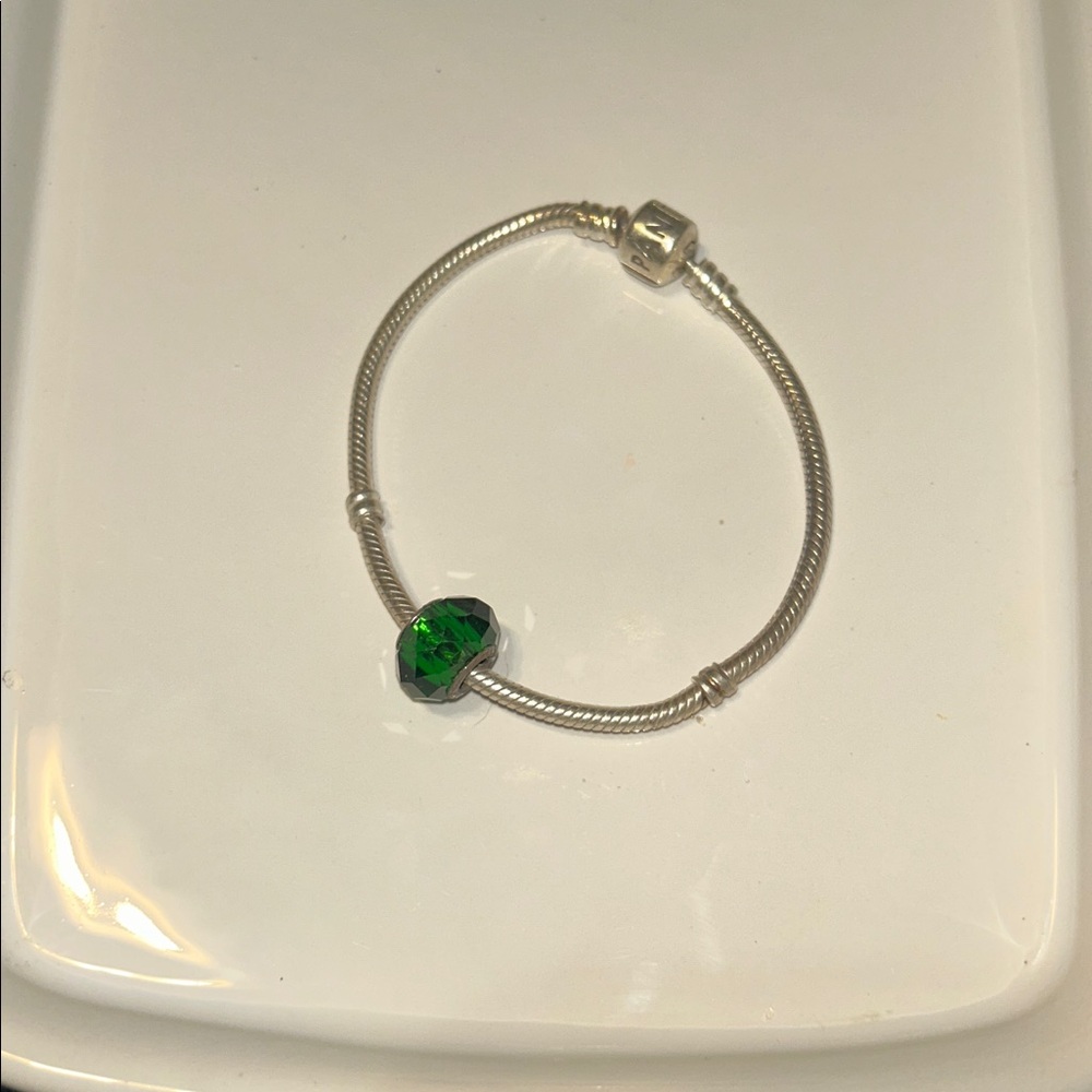 Pandora Bracelet w/ Emerald Charm